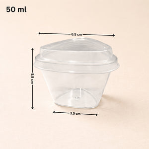 Triangular Dessert Container with Lid | Transparent PET Premium Dessert Box | Pack of 100