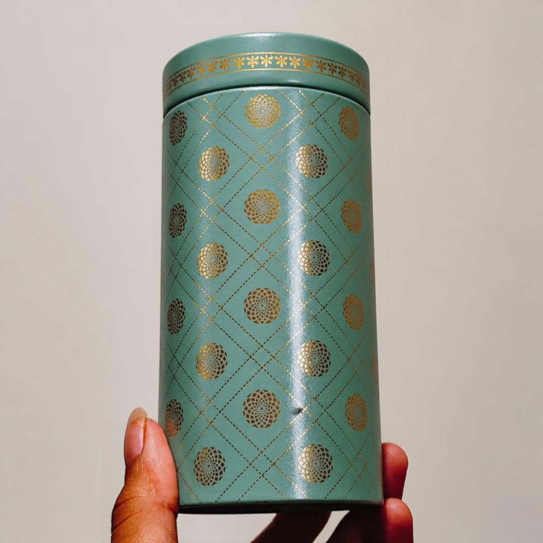 7x15 cm | Mint Green Golden Mandala Premium Storage Tin | Pack of 1