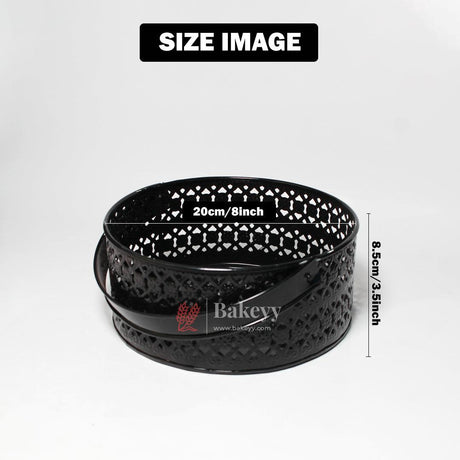 Hamper Basket For Gifting Round | Elegant & Durable Black Metal Hamper Basket with Handle | Black Colour - Bakeyy.com - India - Hamper Basket For Gifting Round | Elegant & Durable Black Metal Hamper Basket with Handle | Black Colour - Default Title