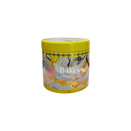 11x7.5cm | Elegant Marble-Print Yellow Storage Jar with Royal Indian Design | Gray and Gold Hexagonal Pattern Storage Jar | Pack of 4 - Bakeyy.com - India - 11x7.5cm | Elegant Marble-Print Yellow Storage Jar with Royal Indian Design | Gray and Gold Hexagonal Pattern Storage Jar | Pack of 4 - Design 1