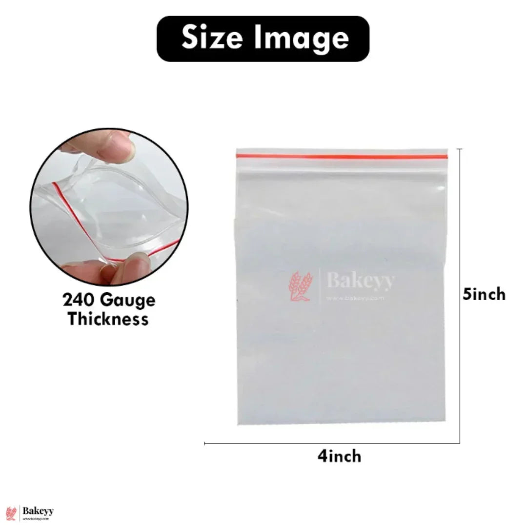 Heavy-Duty Zip Lock Covers | Transparent Resealable Pouches for Food, Storage & Packaging | Multipurpose Zip Lock Plastic Bags | Pack Of 100 - Bakeyy.com - India - Heavy-Duty Zip Lock Covers | Transparent Resealable Pouches for Food, Storage & Packaging | Multipurpose Zip Lock Plastic Bags | Pack Of 100 - 4x5 Inch