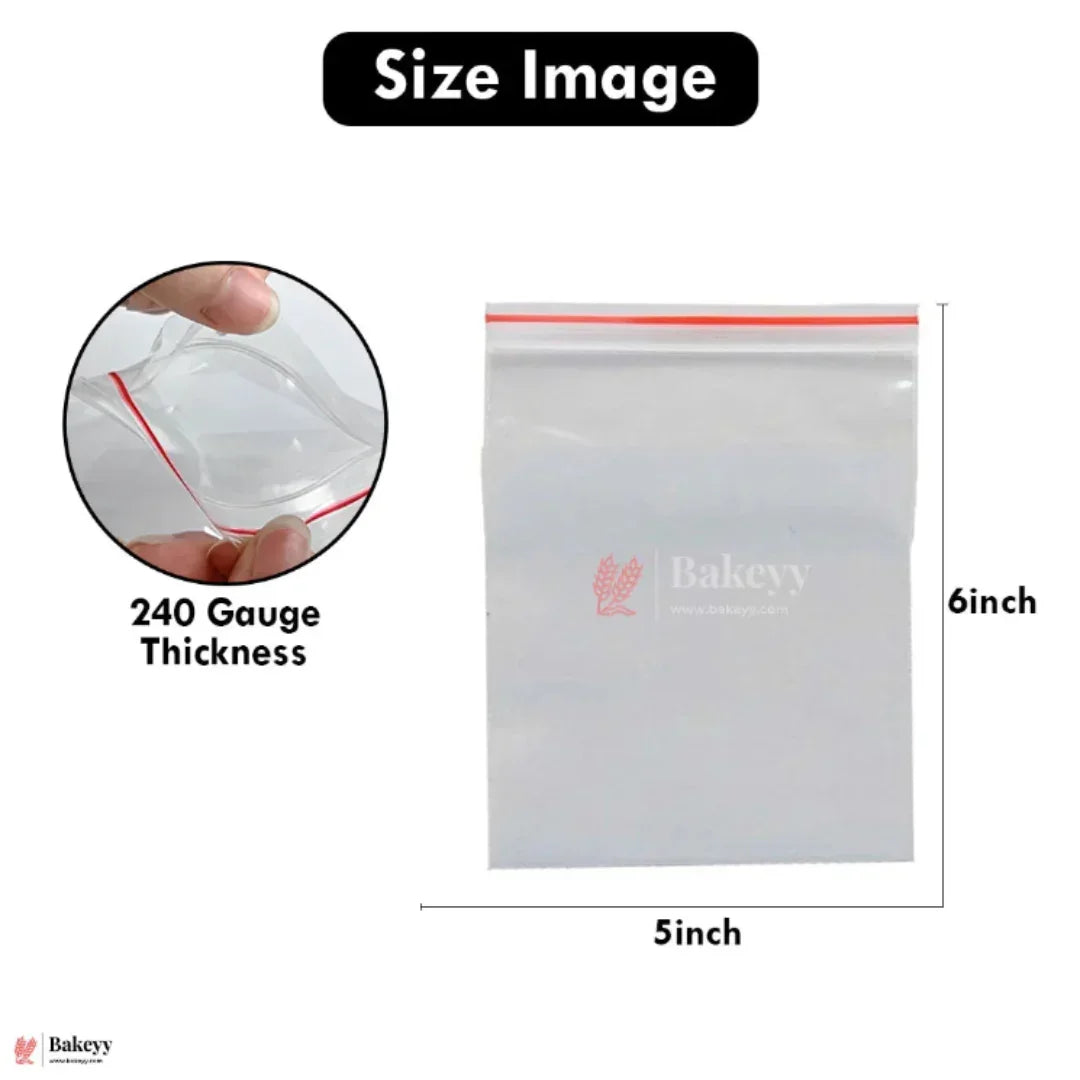 Heavy-Duty Zip Lock Covers | Transparent Resealable Pouches for Food, Storage & Packaging | Multipurpose Zip Lock Plastic Bags | Pack Of 100 - Bakeyy.com - India - Heavy-Duty Zip Lock Covers | Transparent Resealable Pouches for Food, Storage & Packaging | Multipurpose Zip Lock Plastic Bags | Pack Of 100 - 5x6 Inch