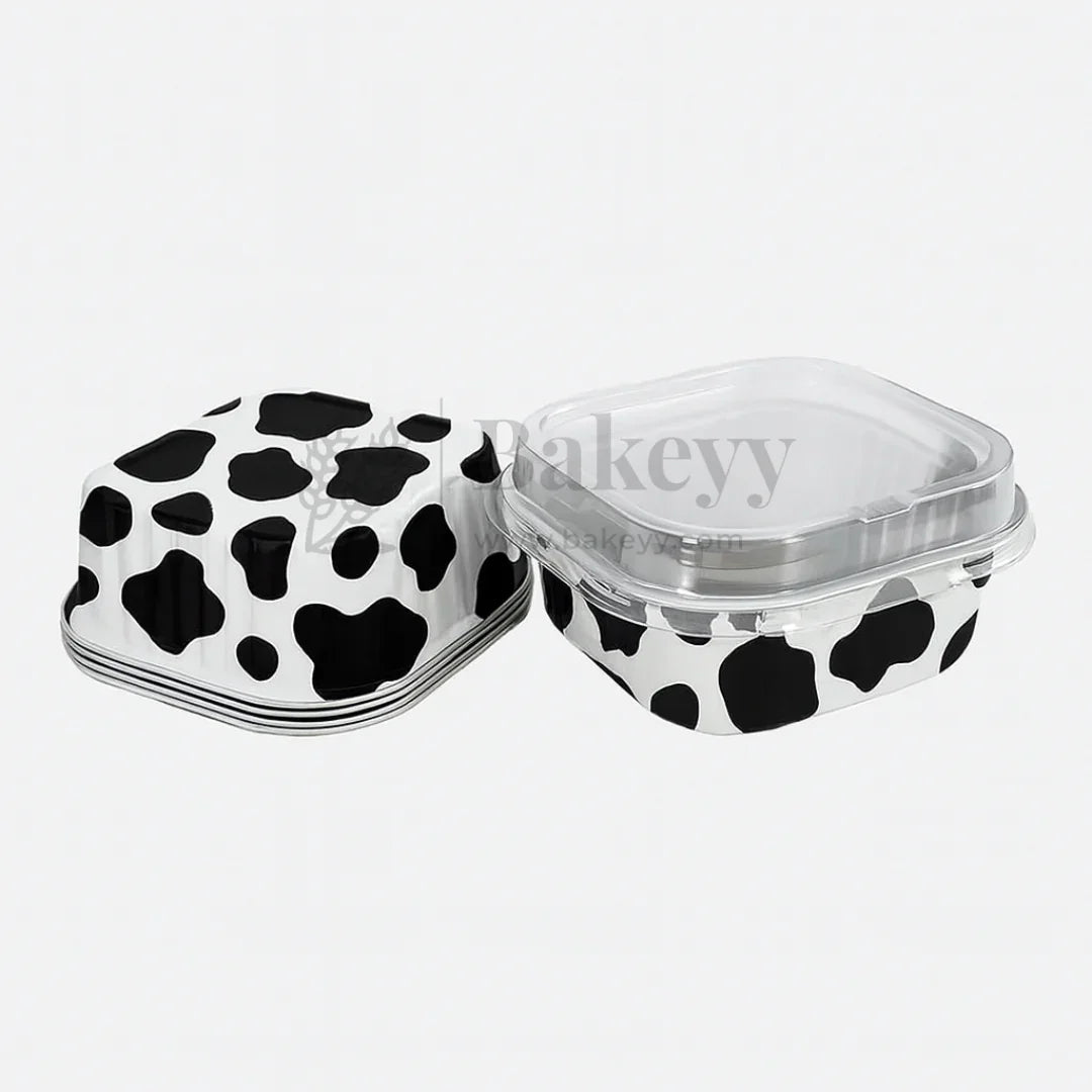 Aluminum Foil Baking Containers with Transparent Lid | Square Tins | Bake N Serve | Pack of 100
