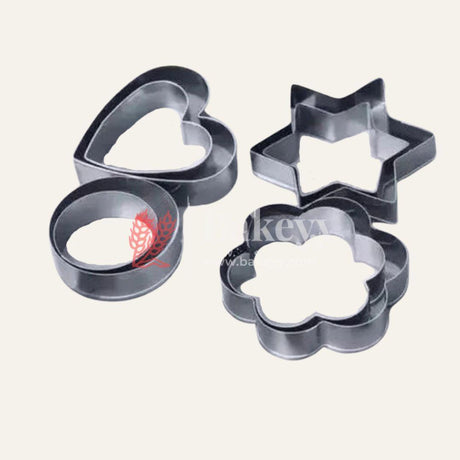 Cookie Cutters Set - Molds Cutter for Baking (Round, Heart, Flower and Star Cookie Cutters 2 of each) 8 pc - Bakeyy.com - India - Cookie Cutters Set - Molds Cutter for Baking (Round, Heart, Flower and Star Cookie Cutters 2 of each) 8 pc - Default Title