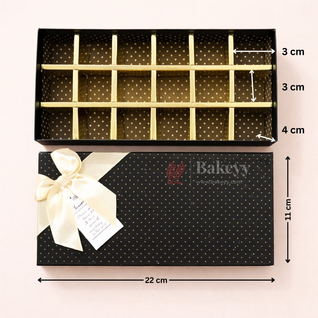 18 Cavity Hard Chocolate Box | Black Polka Dot Color | Pack of 1