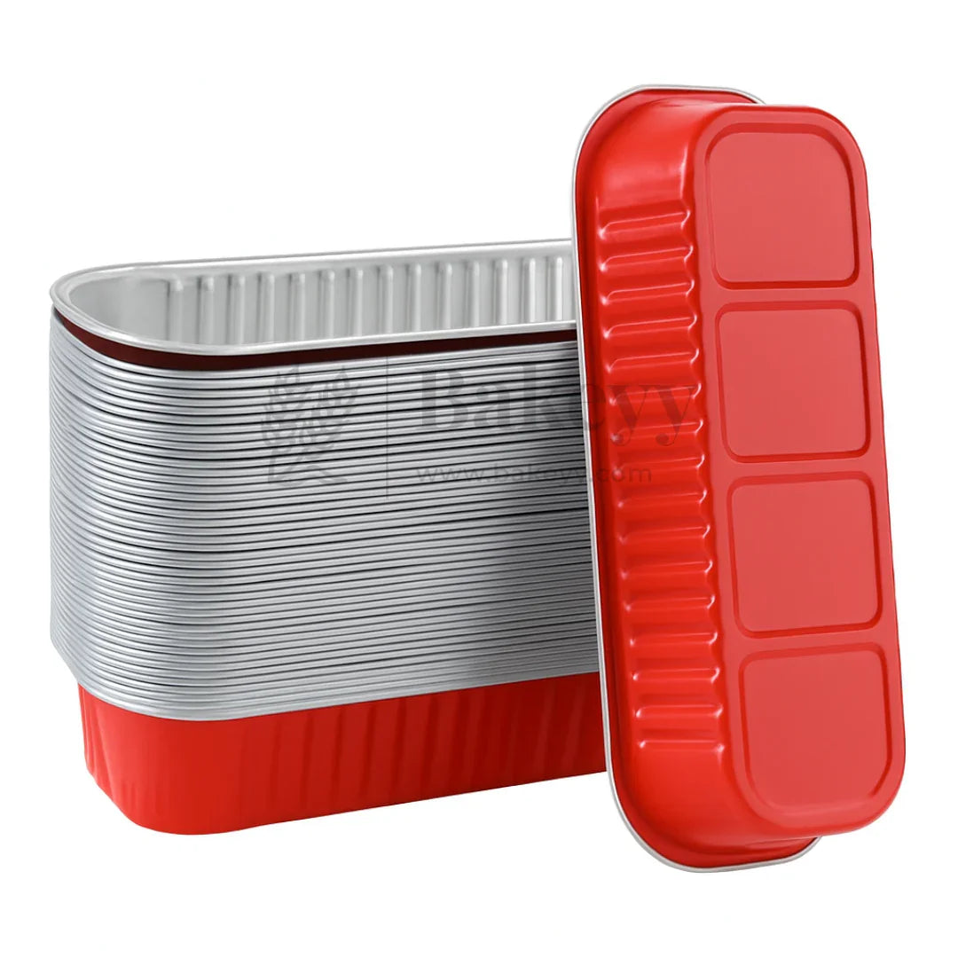 Aluminum Foil Baking Containers with Transparent Lid | Rectangle Tins | Bake N Serve | Pack of 100