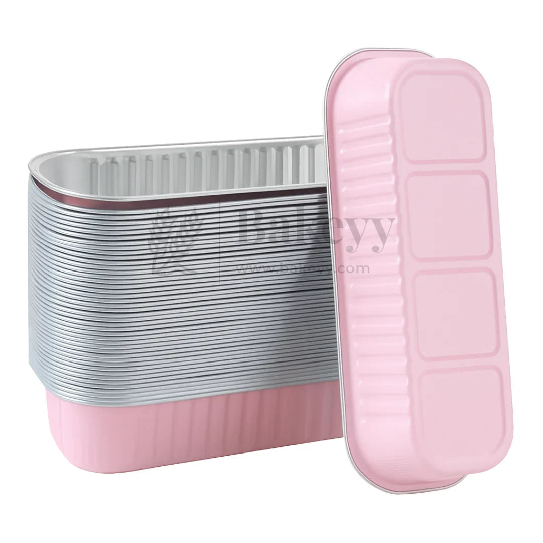 Aluminum Foil Baking Containers with Transparent Lid | Rectangle Tins | Bake N Serve | Pack of 100