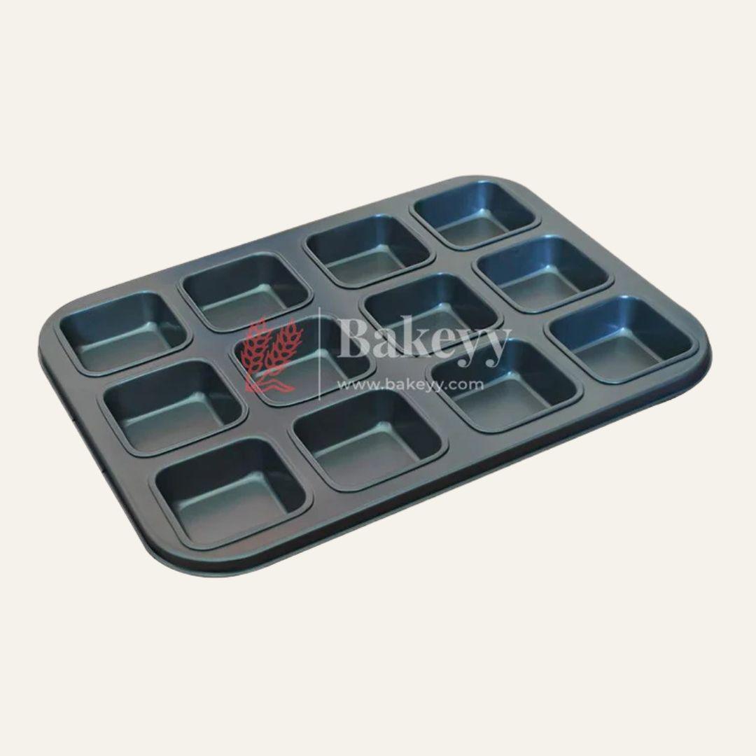 Brownie Cake Pan, 12-Cavity Non-Stick Square Muffin Pan Blondie Bakeware, Heavy Duty Carbon Steel Pan for Oven Baking - Bakeyy.com - India - Brownie Cake Pan, 12-Cavity Non-Stick Square Muffin Pan Blondie Bakeware, Heavy Duty Carbon Steel Pan for Oven Baking - Default Title
