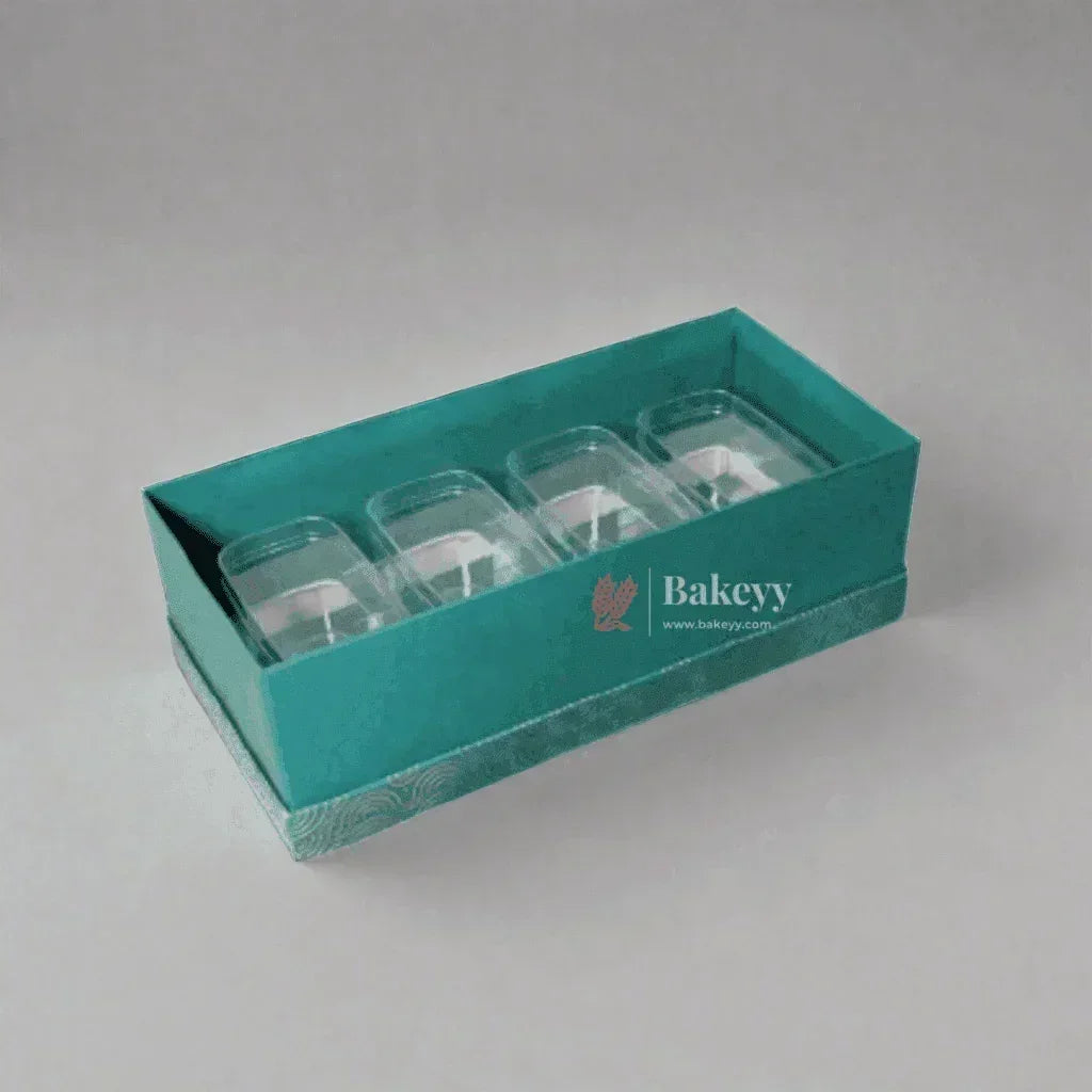Four Transparent Jar Rigid Hamper Box - Bakeyy.com - India - Four Transparent Jar Rigid Hamper Box - Green / Pack Of 1