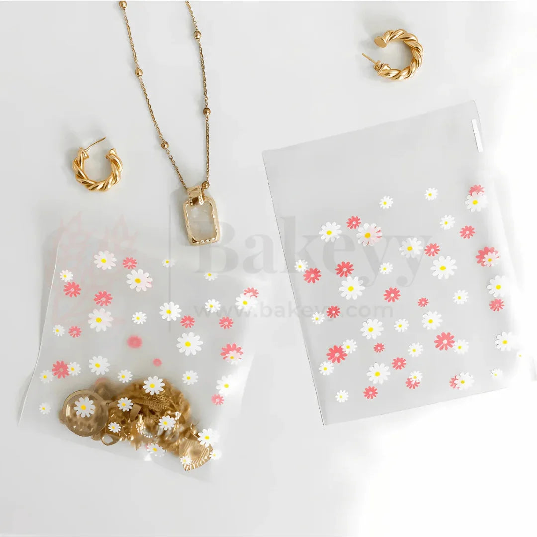 Daisy Flower Cellophane Bags |Clear Plastic Self Sealing Envelope Crystal Bag | Pack of 100 - Bakeyy.com - India - Daisy Flower Cellophane Bags |Clear Plastic Self Sealing Envelope Crystal Bag | Pack of 100 - 4x6