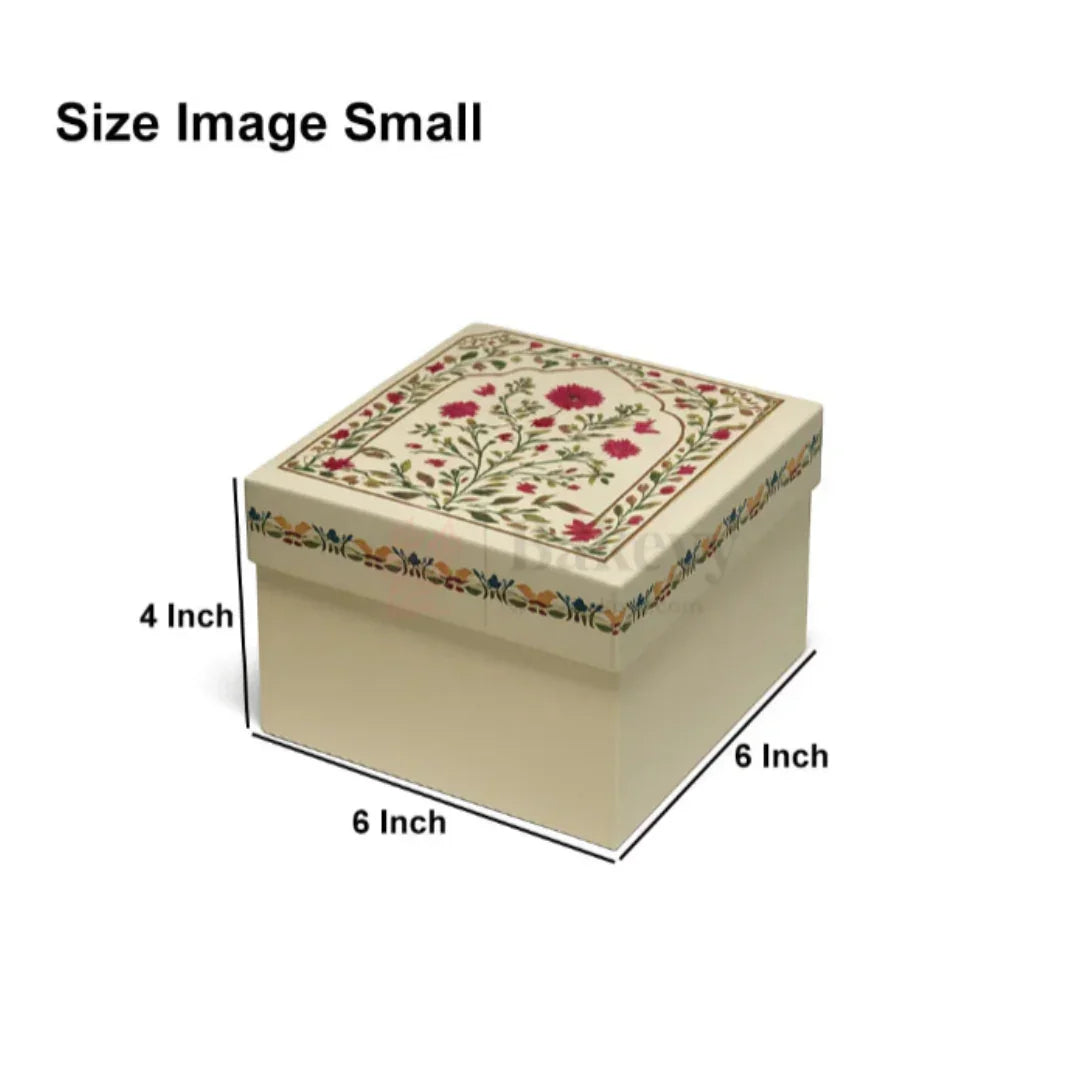 Premium Decorative Floral Print Gift Box – Square Keepsake Storage Box with Lid | Pack Of 1 - Bakeyy.com - India - Premium Decorative Floral Print Gift Box – Square Keepsake Storage Box with Lid | Pack Of 1 - 6x6x4 Inch