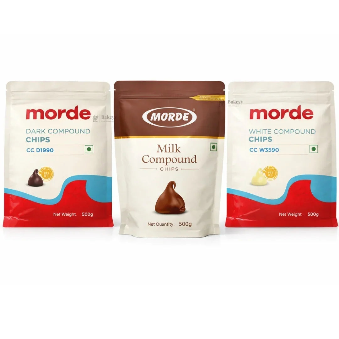 Morde Compound Chips (Dark, Milk & White) | Smooth Melting Baking Chocolate Chips | Resealable Pack (500g) - Bakeyy.com - India - Morde Compound Chips (Dark, Milk & White) | Smooth Melting Baking Chocolate Chips | Resealable Pack (500g) - Dark 200.00