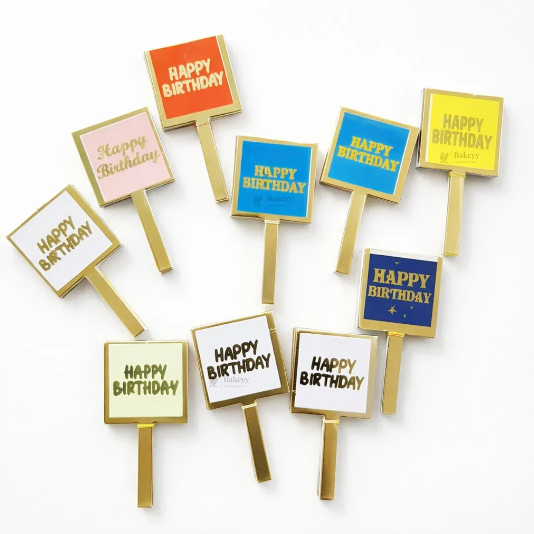 Happy Birthday Cake Topper Set | Assorted Mini Placards for Cakes, Cupcakes & Desserts | Pack of 100