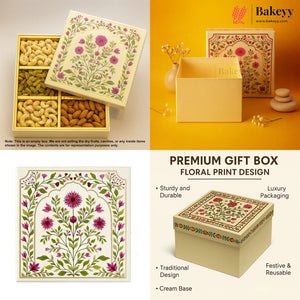 Premium Decorative Floral Print Gift Box – Square Keepsake Storage Box with Lid | Pack Of 1