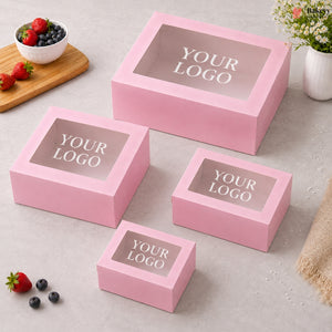 Custom logo Print Pink Cake Box | pack of 250