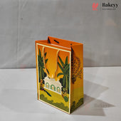Decorative Indian Heritage Design Paper Gift Bag with Handle | Red & Orange | Pack of 10