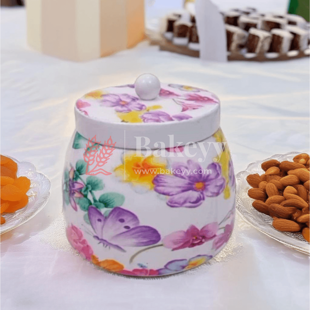 Dry Fruit Jar for Gifting | Designed Jar | Floral Design | (Pack of 1) - Bakeyy.com - India - Dry Fruit Jar for Gifting | Designed Jar | Floral Design | (Pack of 1) - Default Title