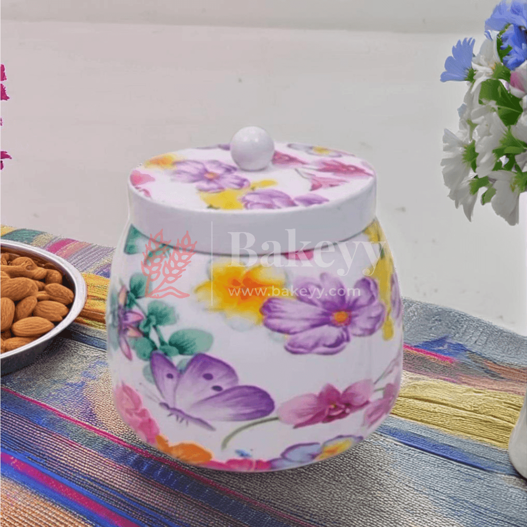 Dry Fruit Jar for Gifting | Designed Jar | Floral Design | (Pack of 1) - Bakeyy.com - India - Dry Fruit Jar for Gifting | Designed Jar | Floral Design | (Pack of 1) - Default Title