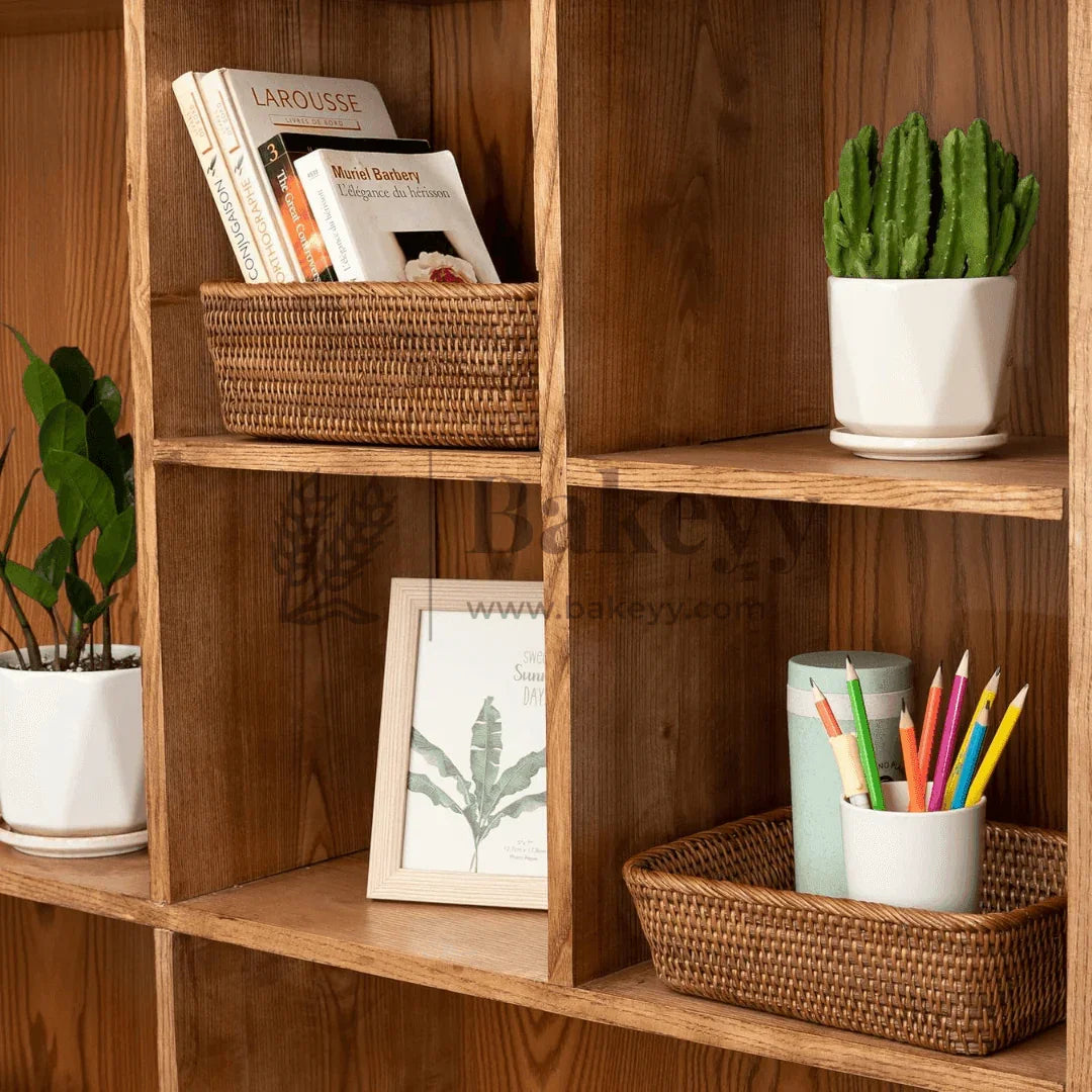 Square Poly Wicker Woven Bread Basket, Imitation Rattan Fruit Basket Stackable Square Serving Basket for Fruit, Bread, Vegetable, Towel, Home, Restaurant, Outdoor Use - Bakeyy.com - India - Square Poly Wicker Woven Bread Basket, Imitation Rattan Fruit Basket Stackable Square Serving Basket for Fruit, Bread, Vegetable, Towel, Home, Restaurant, Outdoor Use - Default Title