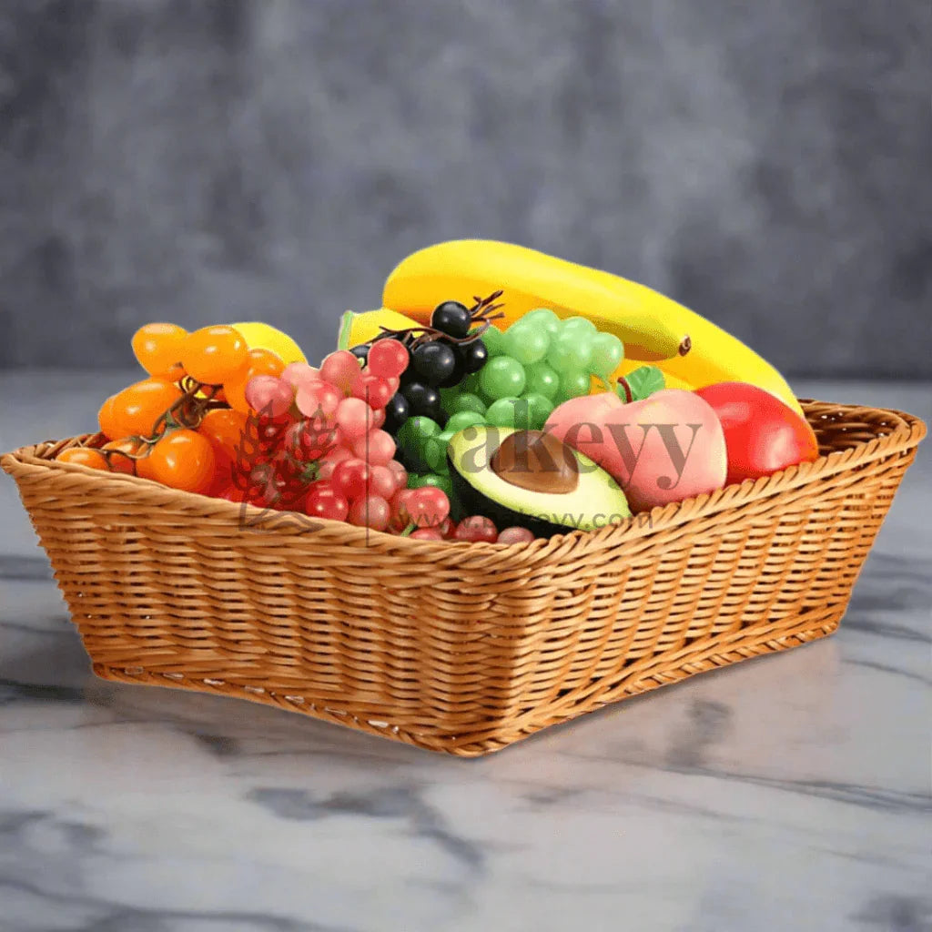 Square Poly Wicker Woven Bread Basket, Imitation Rattan Fruit Basket Stackable Square Serving Basket for Fruit, Bread, Vegetable, Towel, Home, Restaurant, Outdoor Use - Bakeyy.com - India - Square Poly Wicker Woven Bread Basket, Imitation Rattan Fruit Basket Stackable Square Serving Basket for Fruit, Bread, Vegetable, Towel, Home, Restaurant, Outdoor Use - Default Title