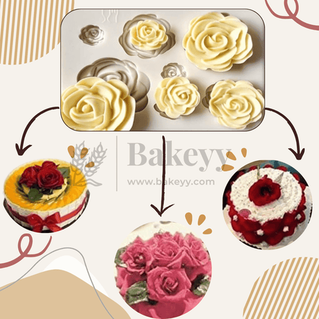 Rose Flower Fondant Mould - Bakeyy.com - India - Rose Flower Fondant Mould - Default Title