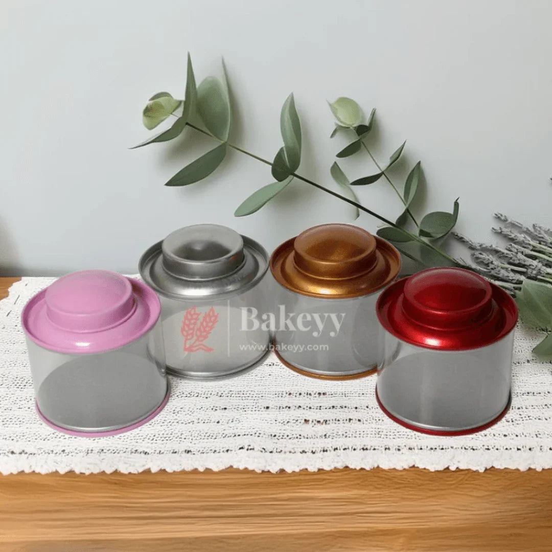 Transparent Round Tin Boxes with Metal Lids | Pack of 12 | Mixed Colour | Decorative Candle Tin | Candle Holder | Acrylic Box | Storage Tin | - Bakeyy.com - India - Transparent Round Tin Boxes with Metal Lids | Pack of 12 | Mixed Colour | Decorative Candle Tin | Candle Holder | Acrylic Box | Storage Tin | - Default Title