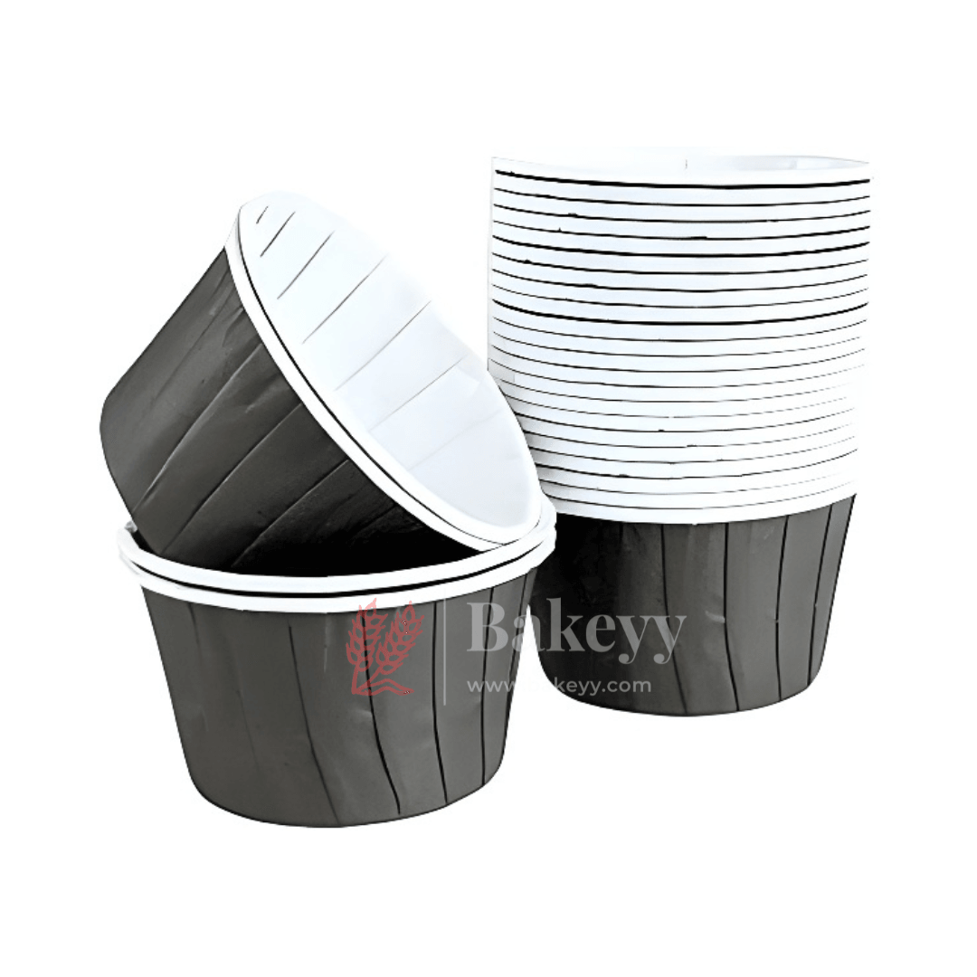 4435 Plain Black Muffin Cup | Curl Edge | Cupcake Liner | Medium | Pack Of 100 - Bakeyy.com - India - 4435 Plain Black Muffin Cup | Curl Edge | Cupcake Liner | Medium | Pack Of 100 - Default Title