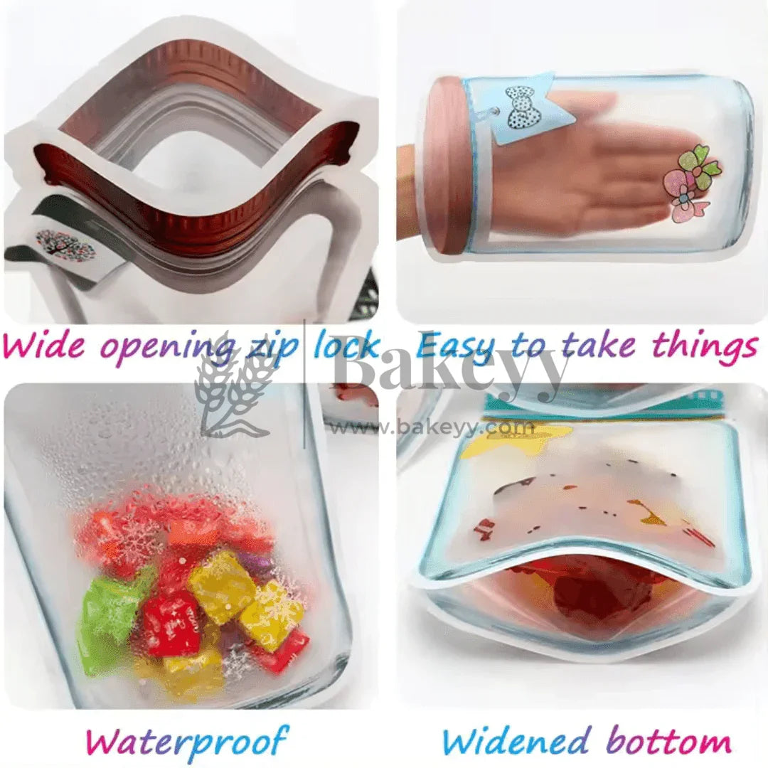 100 gm | Zip Lock Pouch | Blue Jar Designed |13.5 x 19.5 CM | Standing Pouch | Pack of 50 - Bakeyy.com - India - 100 gm | Zip Lock Pouch | Blue Jar Designed |13.5 x 19.5 CM | Standing Pouch | Pack of 50 - 13.5x19.5 cm / 100 gm