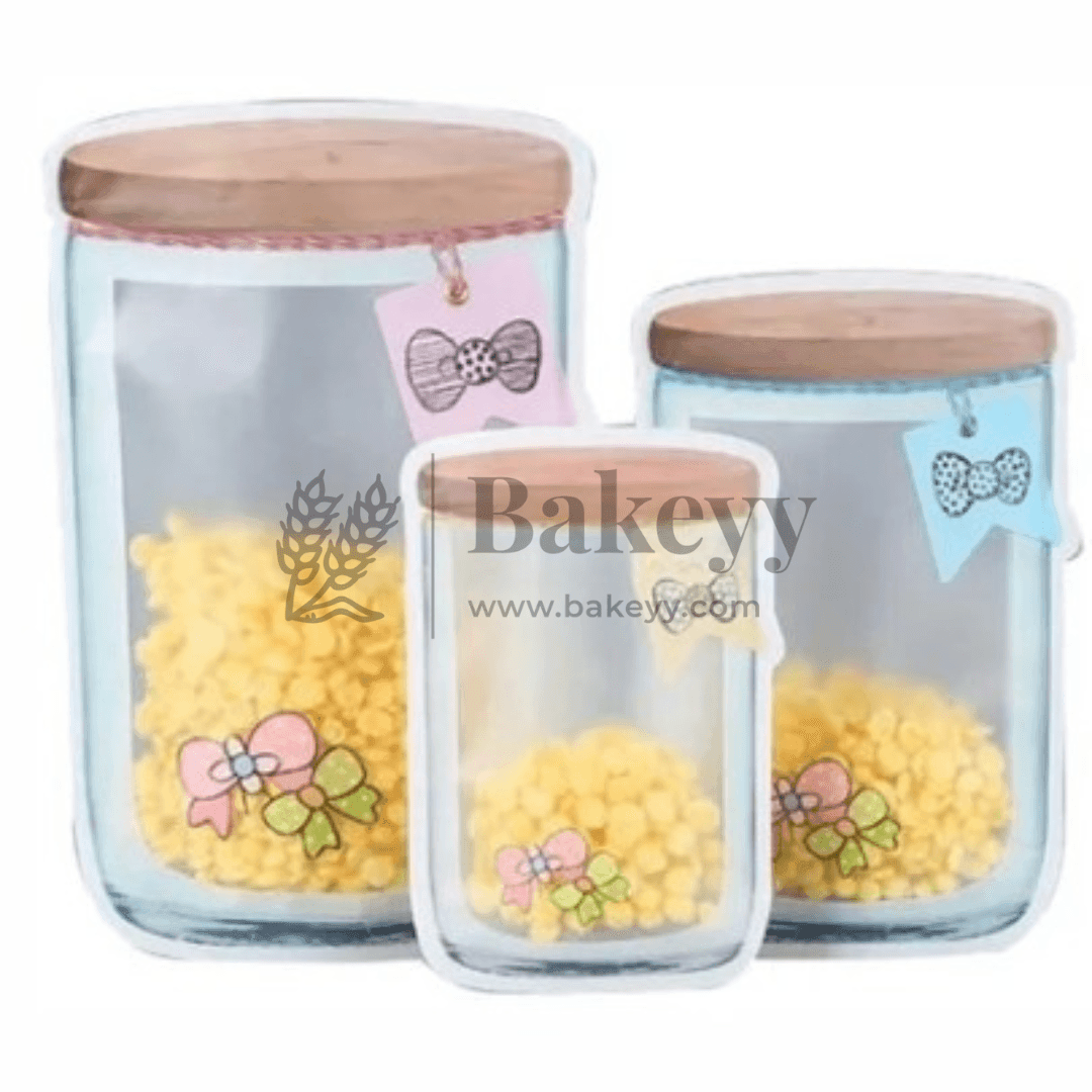 100 gm | Zip Lock Pouch | Blue Jar Designed |13.5 x 19.5 CM | Standing Pouch | Pack of 50 - Bakeyy.com - India - 100 gm | Zip Lock Pouch | Blue Jar Designed |13.5 x 19.5 CM | Standing Pouch | Pack of 50 - 13.5x19.5 cm / 100 gm