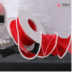 Pearl Edge Net Ribbon Roll | 2.5 cm x 9 Meter | Multiple Colors Available | Pack of 1