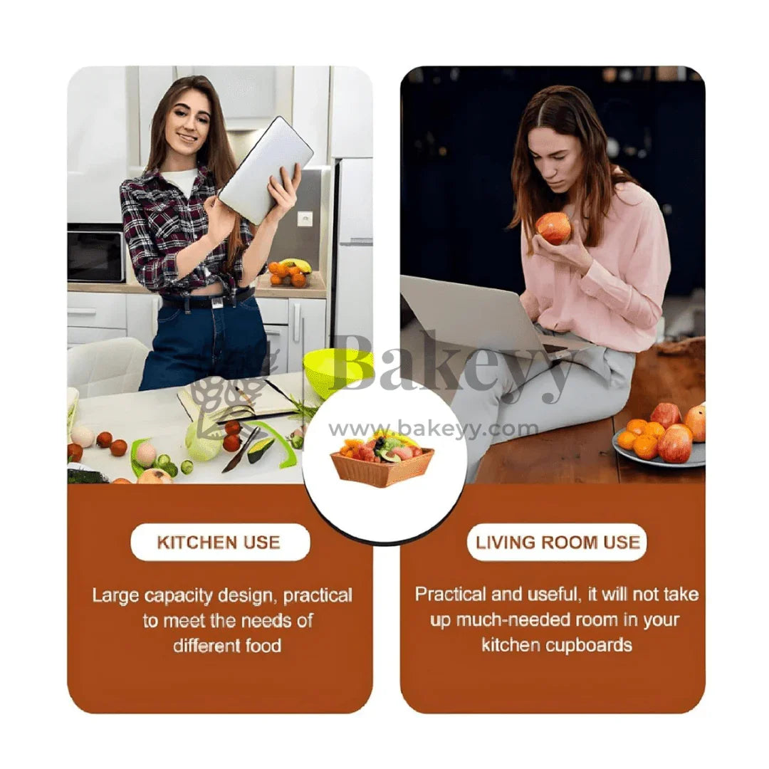 Square Poly Wicker Woven Bread Basket, Imitation Rattan Fruit Basket Stackable Square Serving Basket for Fruit, Bread, Vegetable, Towel, Home, Restaurant, Outdoor Use - Bakeyy.com - India - Square Poly Wicker Woven Bread Basket, Imitation Rattan Fruit Basket Stackable Square Serving Basket for Fruit, Bread, Vegetable, Towel, Home, Restaurant, Outdoor Use - Default Title