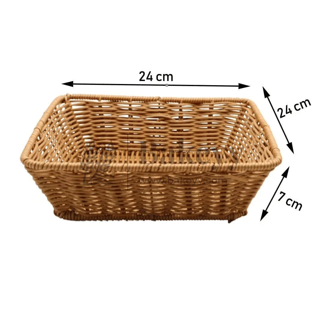 Square Poly Wicker Woven Bread Basket, Imitation Rattan Fruit Basket Stackable Square Serving Basket for Fruit, Bread, Vegetable, Towel, Home, Restaurant, Outdoor Use - Bakeyy.com - India - Square Poly Wicker Woven Bread Basket, Imitation Rattan Fruit Basket Stackable Square Serving Basket for Fruit, Bread, Vegetable, Towel, Home, Restaurant, Outdoor Use - Default Title