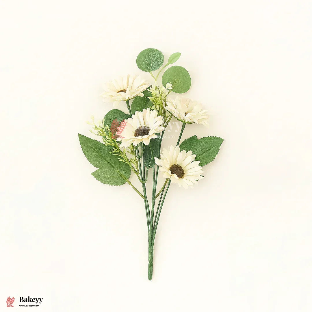 Artificial Gerbera Daisy Flower Bunch – 42cm | Decorative Stick for Home & Events | Pack Of 1 - Bakeyy.com - India - Artificial Gerbera Daisy Flower Bunch – 42cm | Decorative Stick for Home & Events | Pack Of 1 - White 285.00