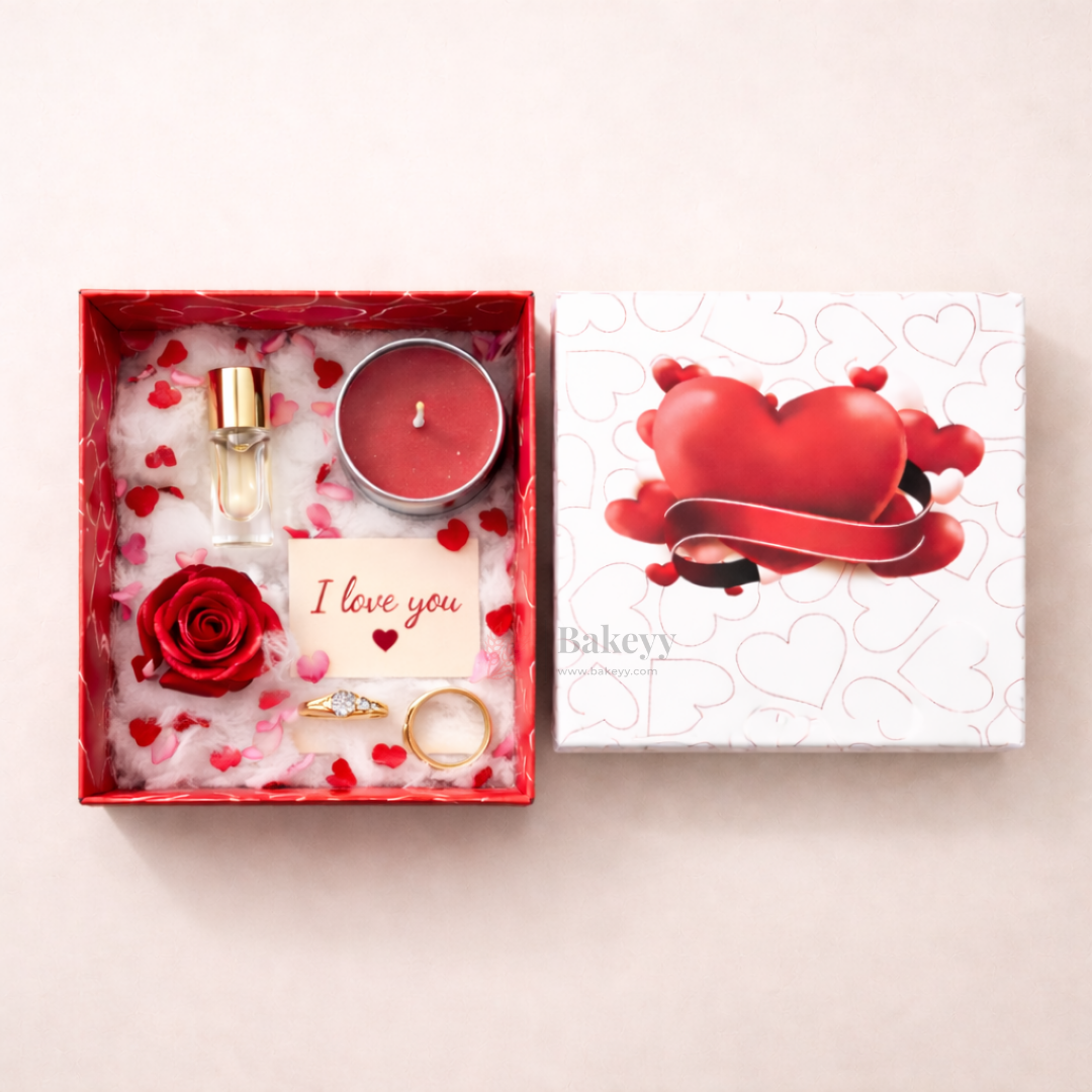 Valentine Chocolate Box with Heart Print Lid | Premium Gift Box for Chocolates, Truffles & Hampers | Red & White | Pack of 10