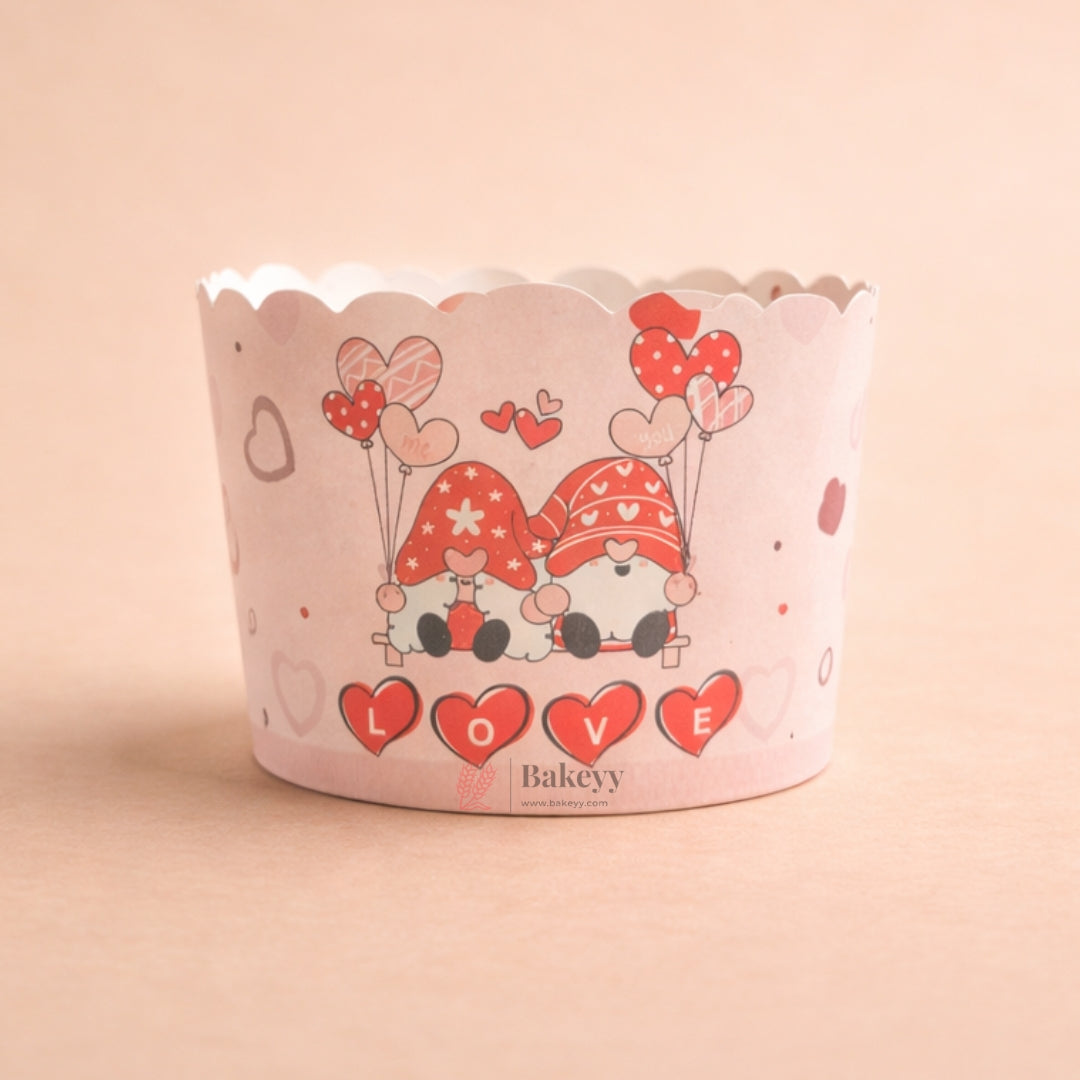 6 cm | Valentine Printed Muffin Cup | Cupcake Paper Cups | Heart Design Baking Liners | Pack of 50