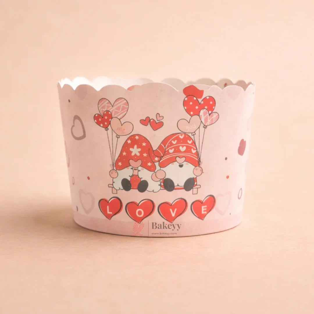 6 cm | Valentine Printed Muffin Cup | Cupcake Paper Cups | Heart Design Baking Liners | Pack of 50