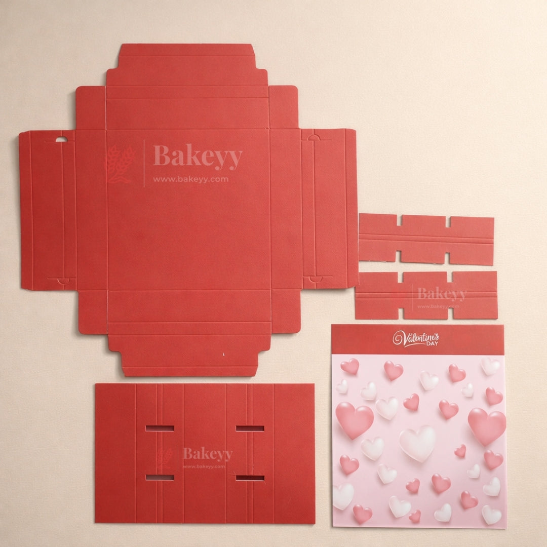 Valentine’s 9 Cavity Chocolate Gift Box with Sliding Lid | Rigid Hard Box with Partitions | Pack of 10