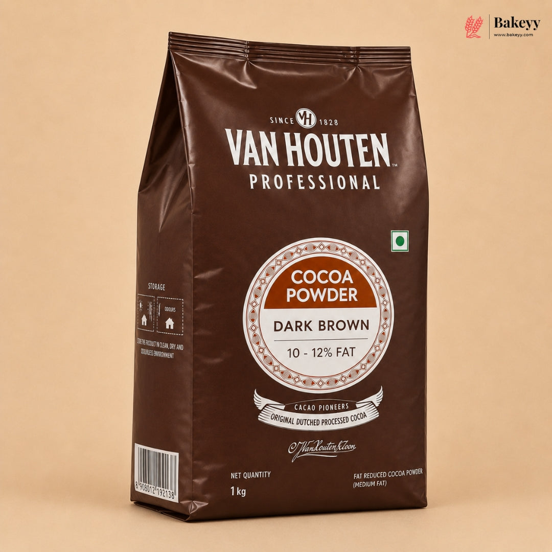 Van Houten Cocoa Powder Dark Brown (10-12% Fat) | 1 kg | Pack of 1