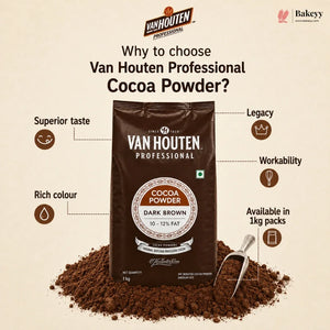 Van Houten Cocoa Powder Dark Brown (10-12% Fat) | 1 kg | Pack of 1