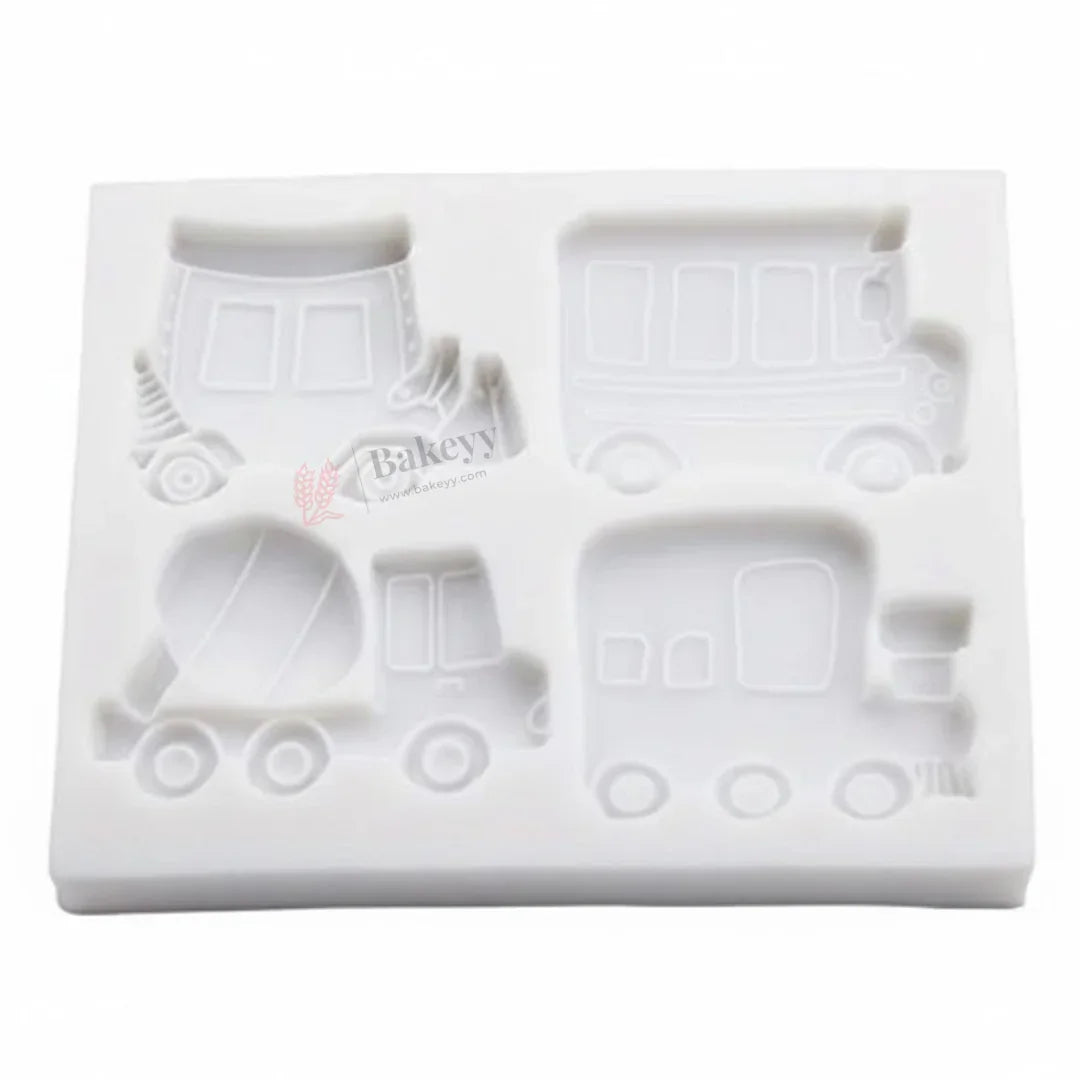 Vehicle Silicone Mould for Chocolate | Fondant & Cake Decoration | Truck, Train & Mixer Designs | Pack of 1