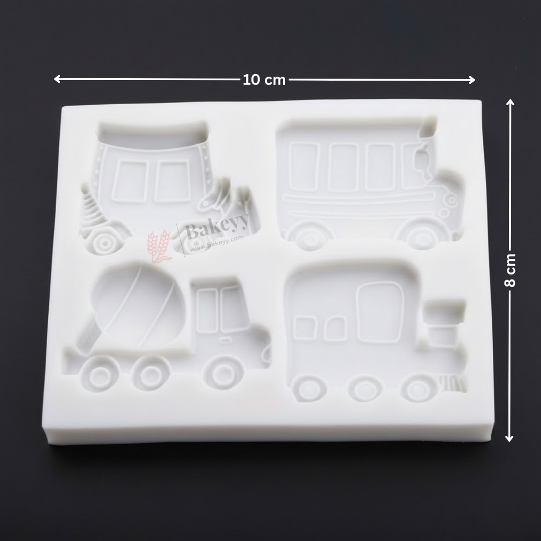 Vehicle Silicone Mould for Chocolate | Fondant & Cake Decoration | Truck, Train & Mixer Designs | Pack of 1