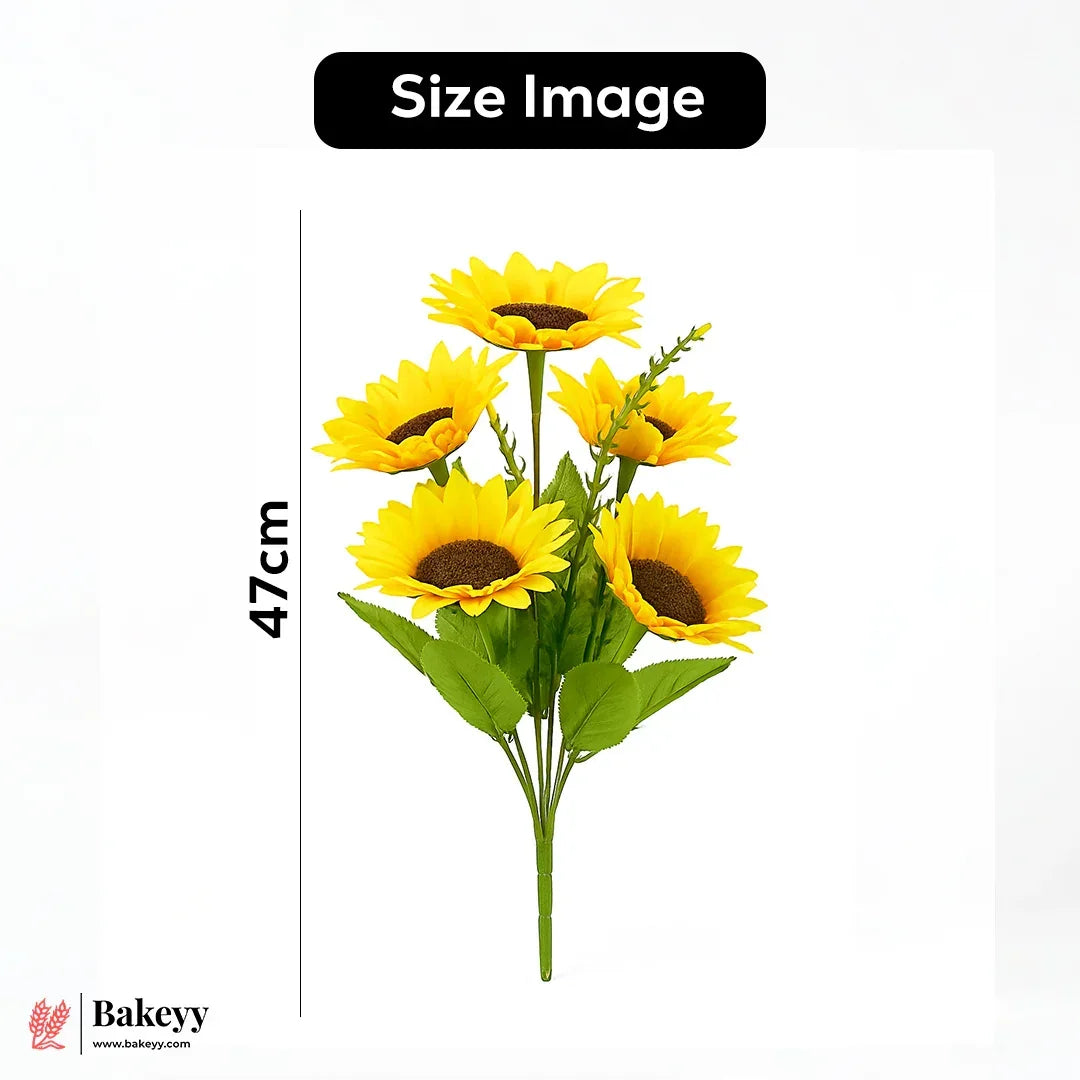 Artificial Sun Flower Bunch – 47cm |Yellow | Decorative Stick for Home & Events | Pack Of 1 - Bakeyy.com - India - Artificial Sun Flower Bunch – 47cm |Yellow | Decorative Stick for Home & Events | Pack Of 1 - Default Title