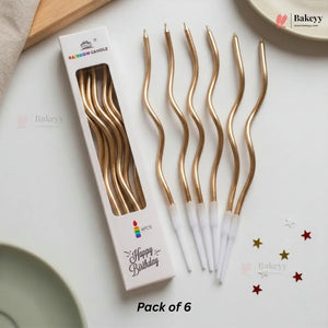 Wavy Spiral Birthday Cake Candles with Holders | Celebration Candles | Pack of 6