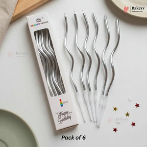 Wavy Spiral Birthday Cake Candles with Holders | Celebration Candles | Pack of 6