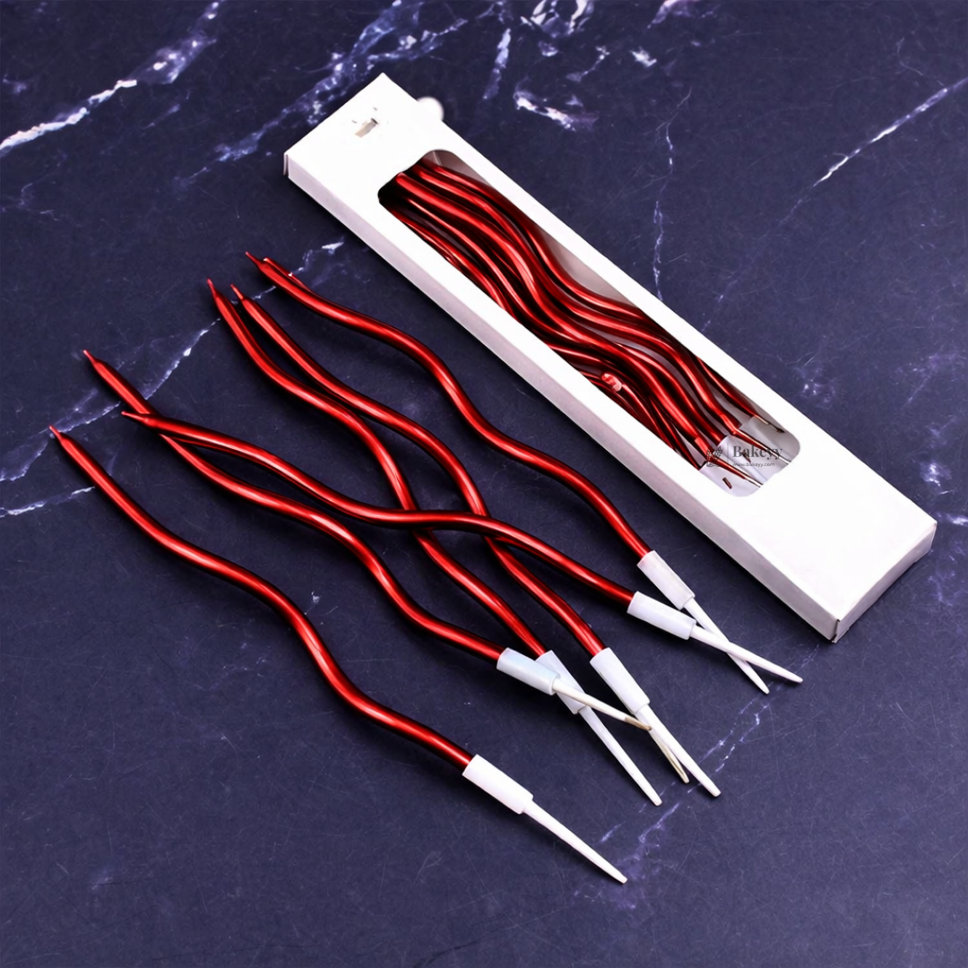 Wavy Spiral Birthday Cake Candles with Holders | Pack of 12