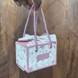 Floral Gift Box with Handle & Ribbon | 4 Colours | Pack of 10