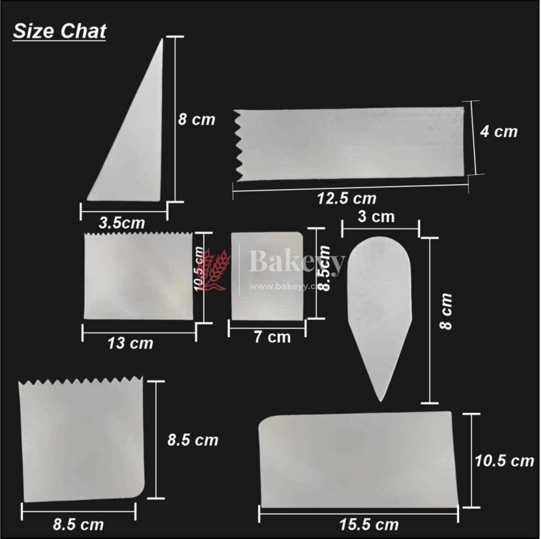 7 pcs Thin Plastic Scraper | Cake Cutter, Chopper, Smoother Icing - Bakeyy.com - India - 7 pcs Thin Plastic Scraper | Cake Cutter, Chopper, Smoother Icing - Default Title