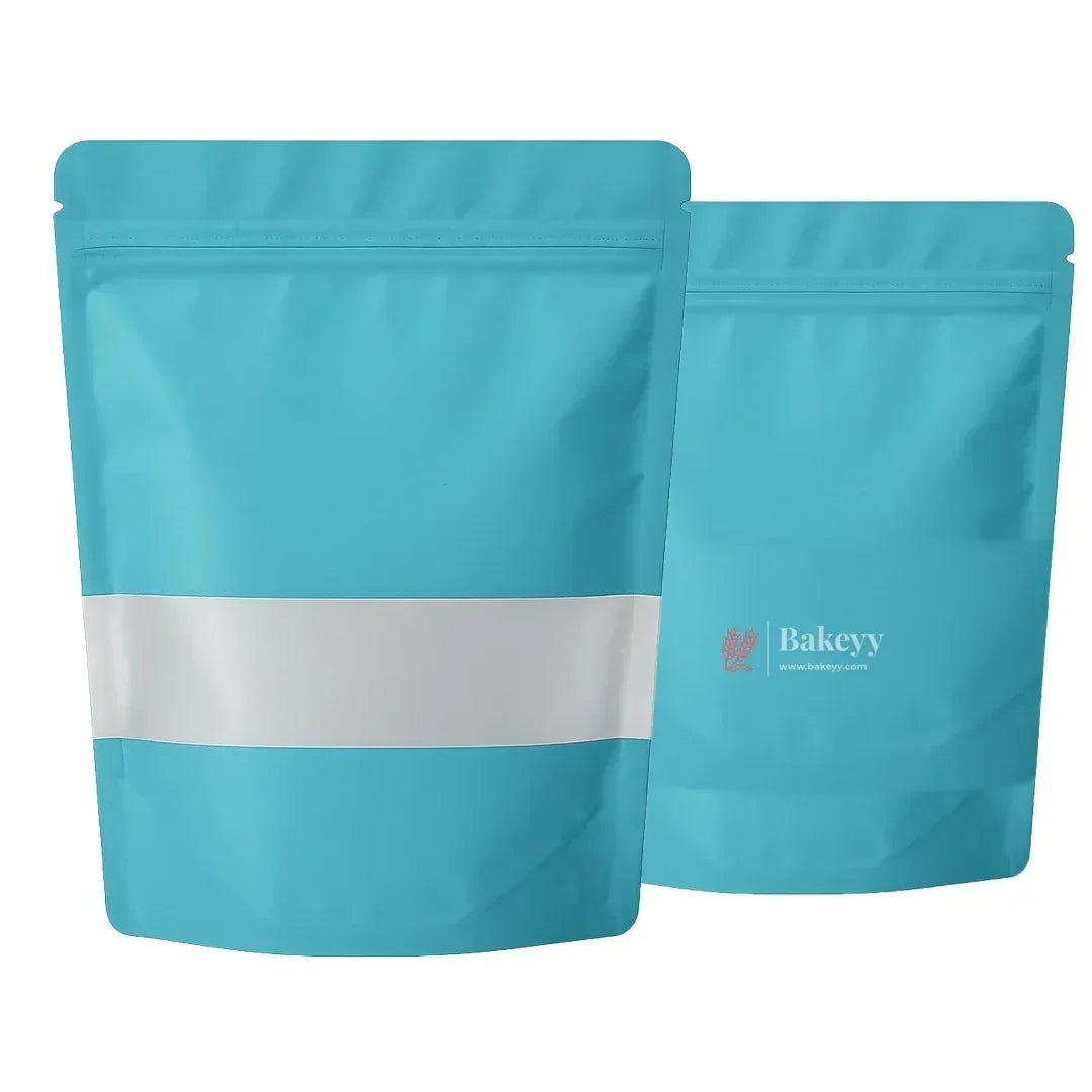 Aqua Blue Colour With Window | 10x17 CM | Standing Pouch | 110 GSM | Pack of 100