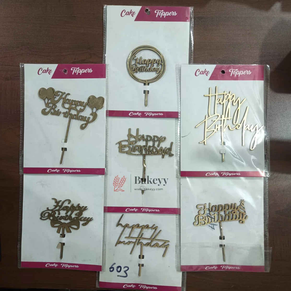 Gold Paper Toppers Happy Birthday Cake Topper