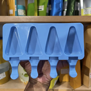4 Cavity Triangle Silicone Popsicle Mould | Ice Candy Mould with Stick Handle for Homemade Ice Pops | Pack of 1
